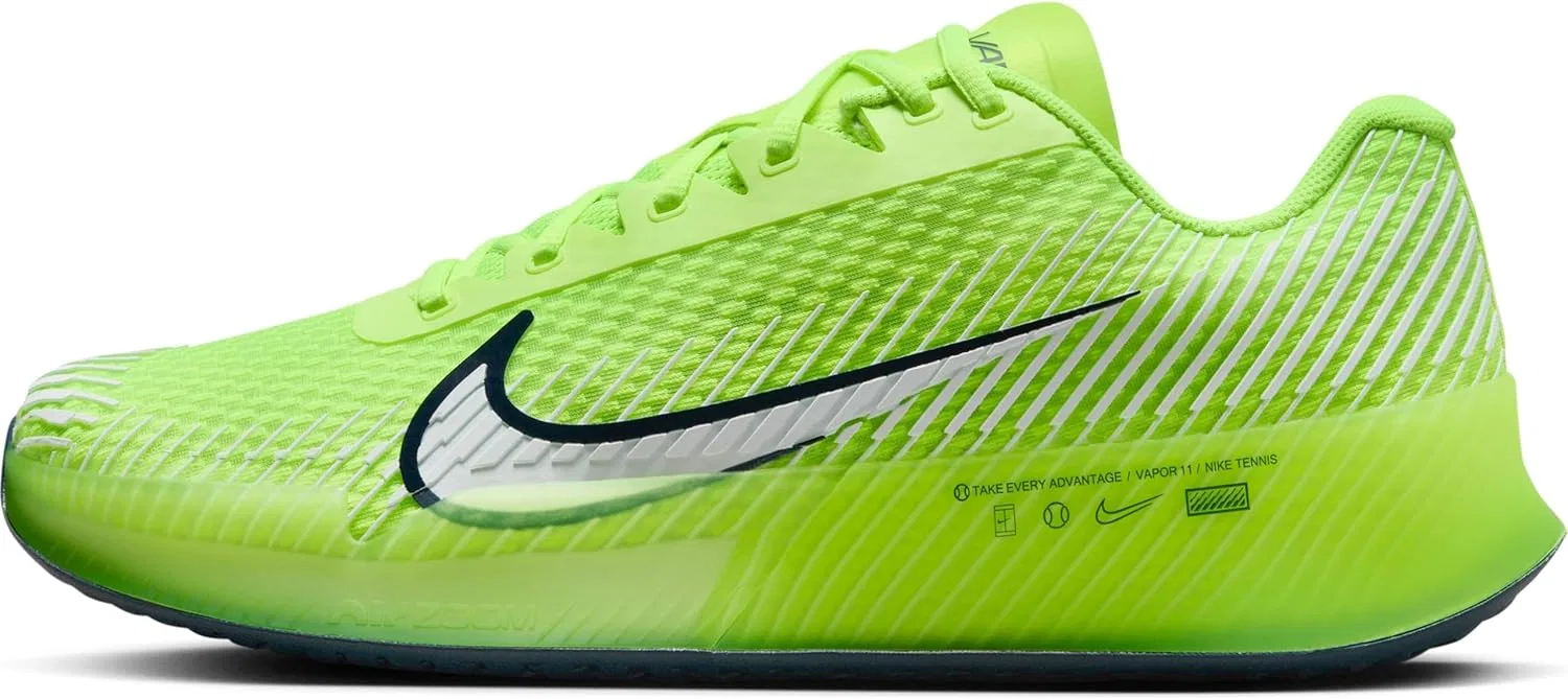 Кроссовки теннисные Nike Zoovapor 11 HC, шнуровка, Volt White Armory Navy