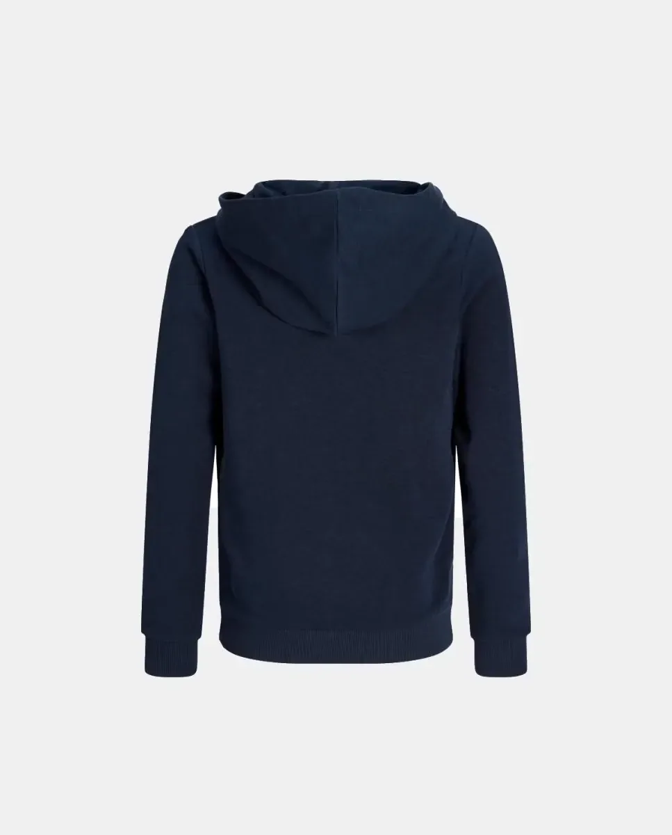 Детская толстовка с капюшоном и небольшим боковым принтом Jack & Jones, темно-синий — фото 2