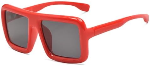 

Модные винтажные квадратные солнцезащитные очки в крупной оправе с защитой от УФ-излучения, стильные ретро-очки большого размера для женщин и мужчин (2027 год) MTZJH, Red