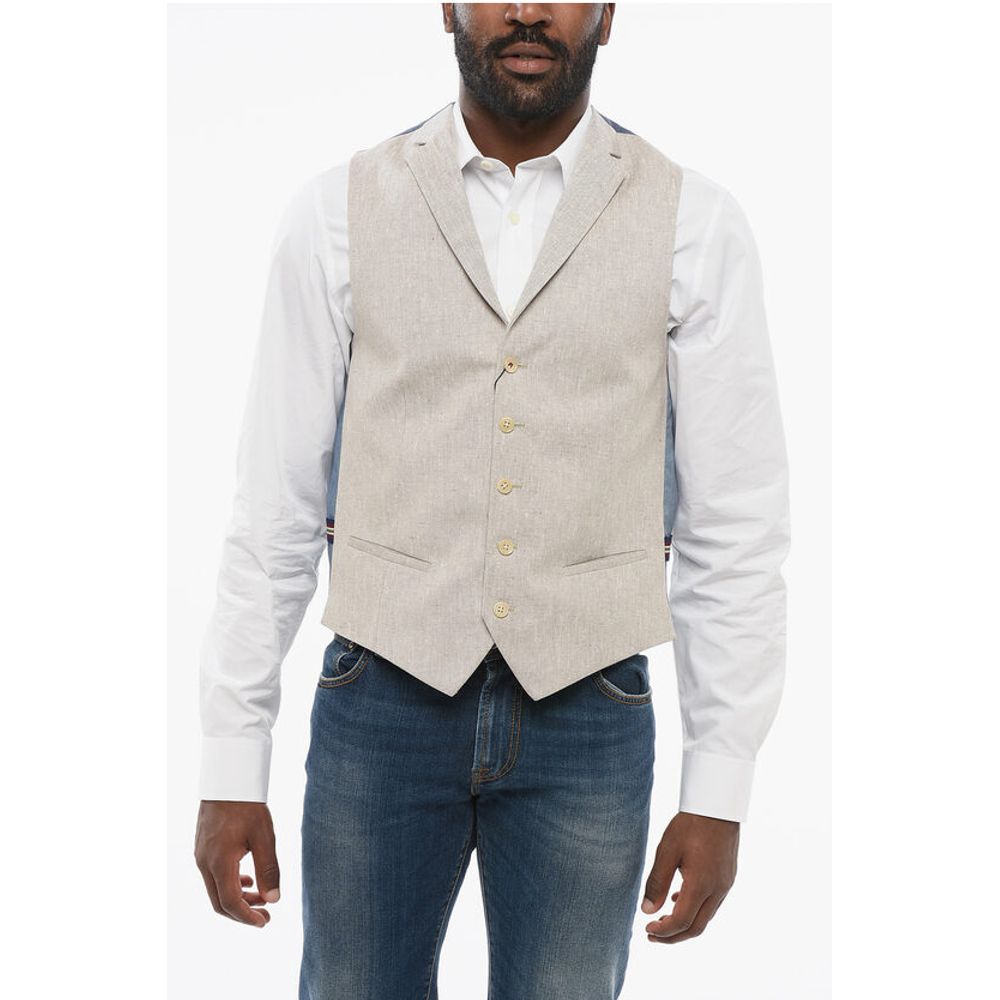 

CC COLLECTION Жилет из льняной смеси на 5 пуговицах с прорезными карманами Corneliani, Gray