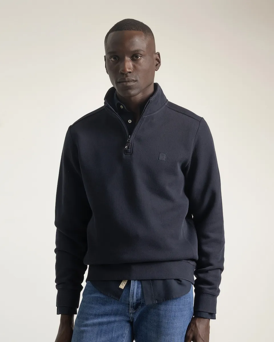 

Мужская хлопковая толстовка с воротником и молнией PuroEgo, темно-синий