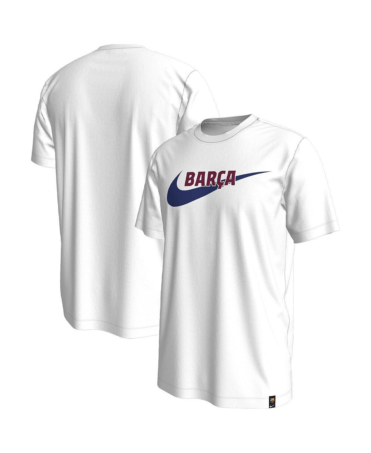 

Мужская белая футболка с логотипом Barcelona Swoosh Nike, Белый, Мужская белая футболка с логотипом Barcelona Swoosh Nike