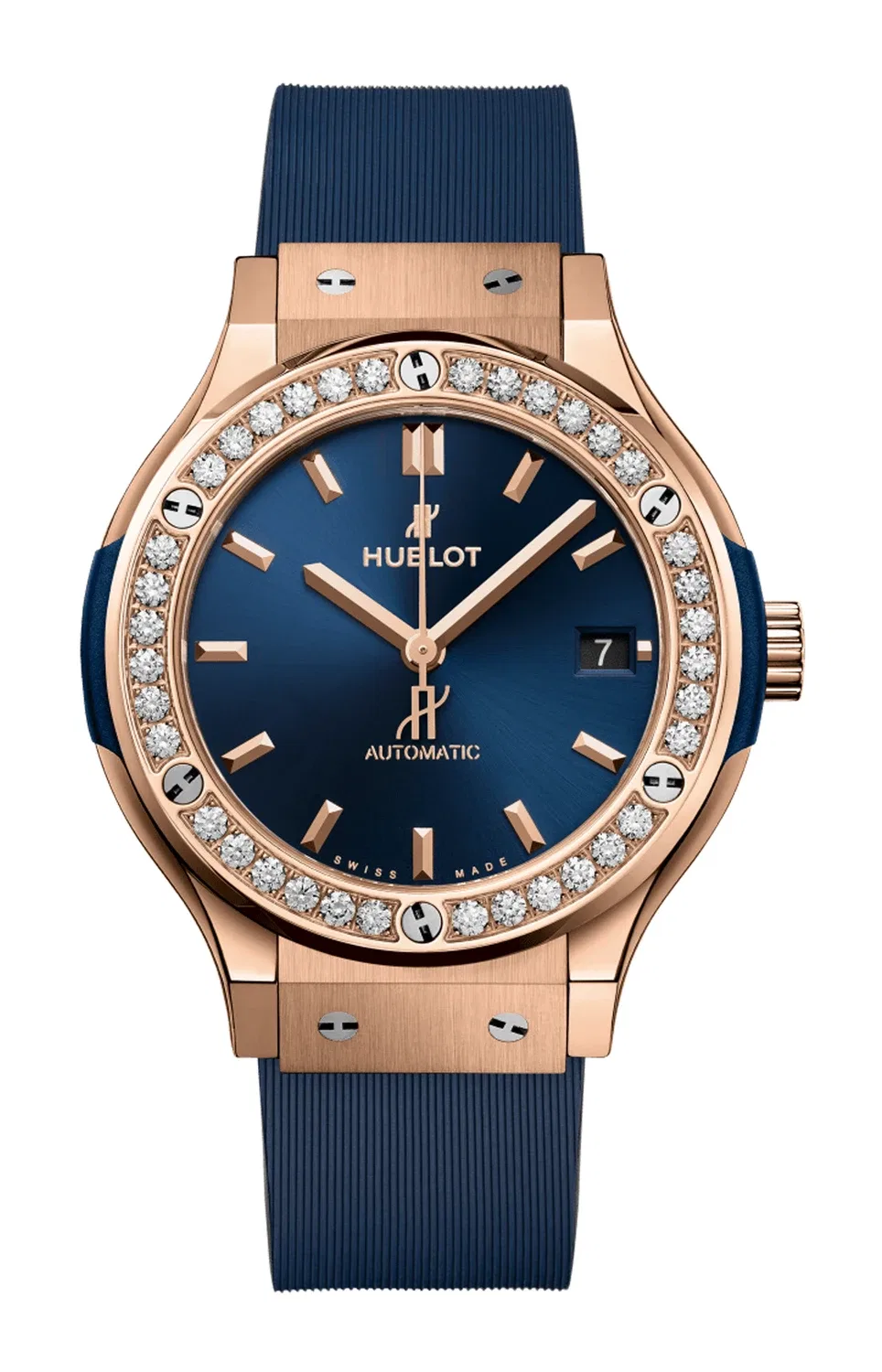 Классик Фьюжн Кинг Голд Блю Даймондс 38 мм - 565.OX.7180.RX.1204 HUBLOT, золотой