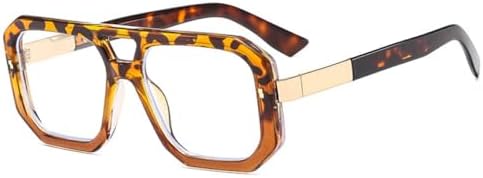 

Солнцезащитные очки с двойной перемычкой для женщин, ретро квадратные, прозрачные, градиентные, UV400, солнцезащитные очки для мужчин с заклепками MTZJH, Leopard Tea Clear