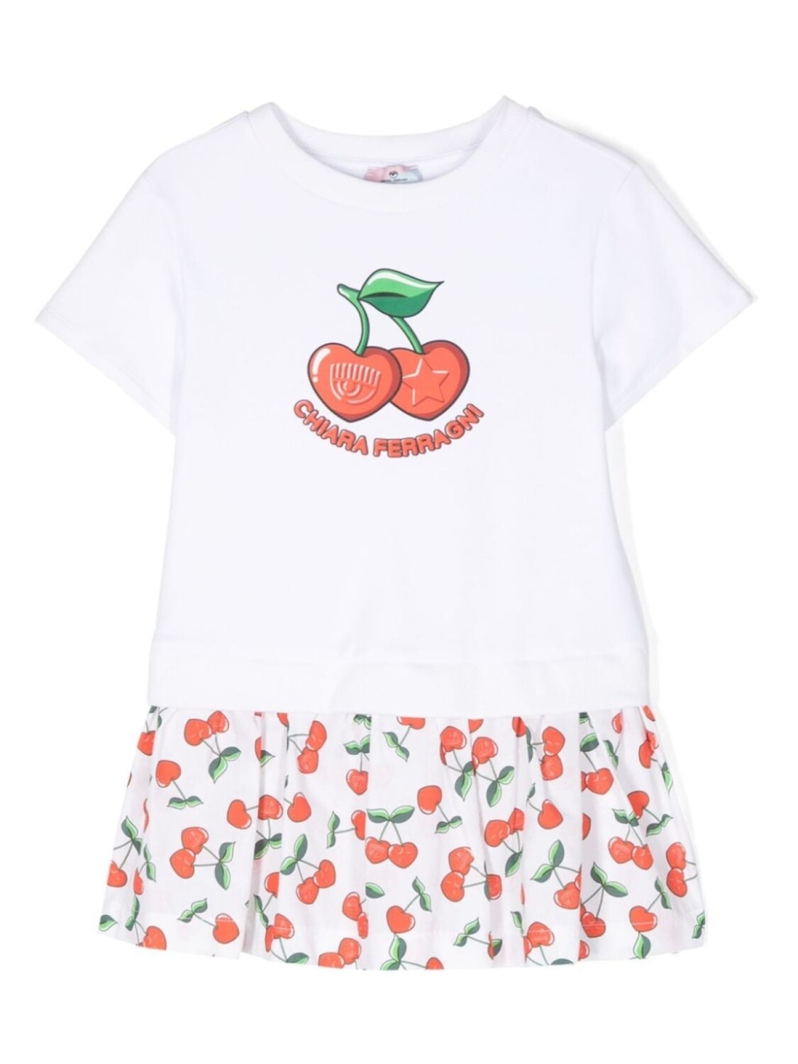 

Расклешенное платье с логотипом Chiara Ferragni Kids, белый