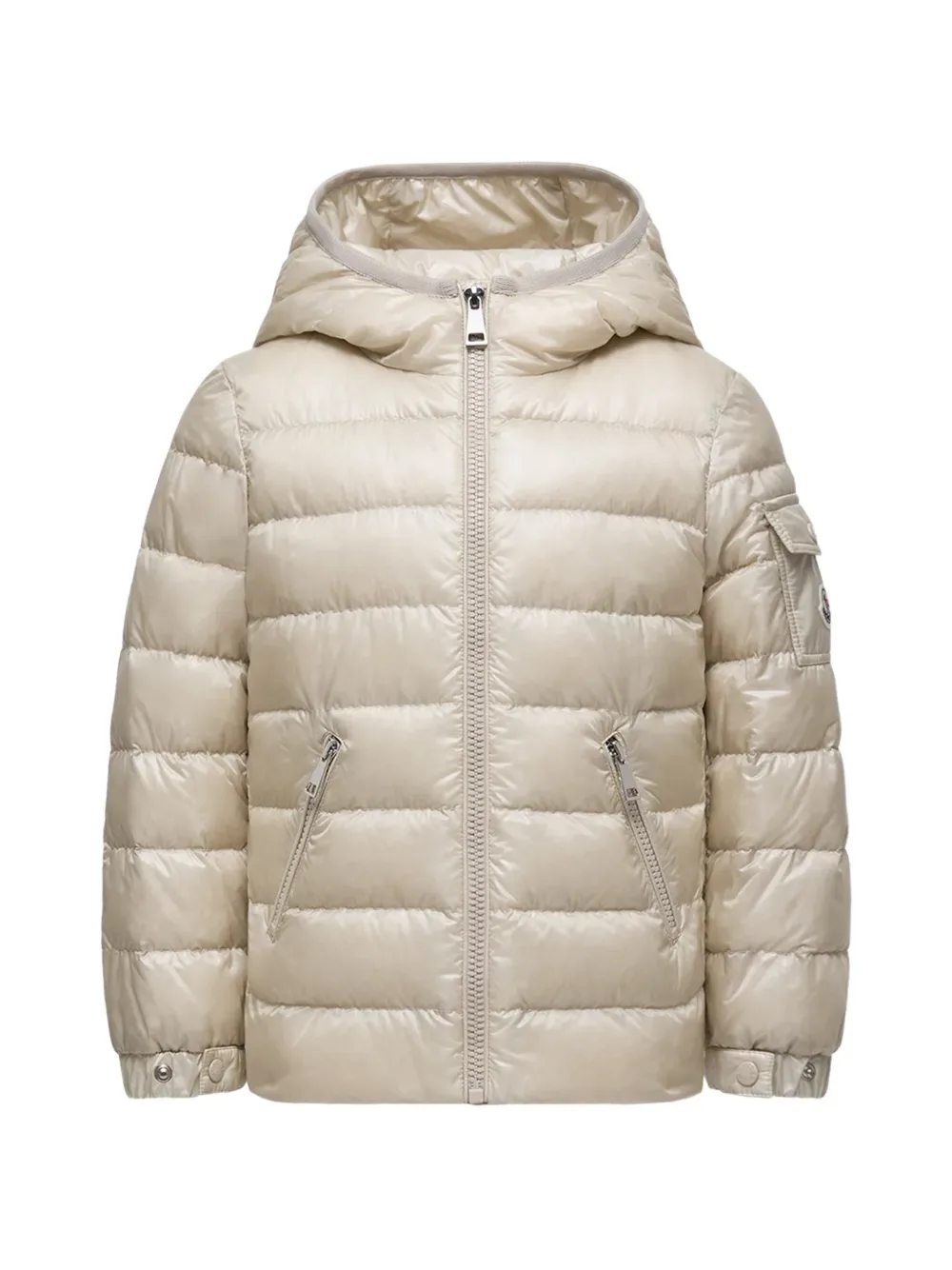 Стеганая куртка на молнии Moncler Enfant, бежевый