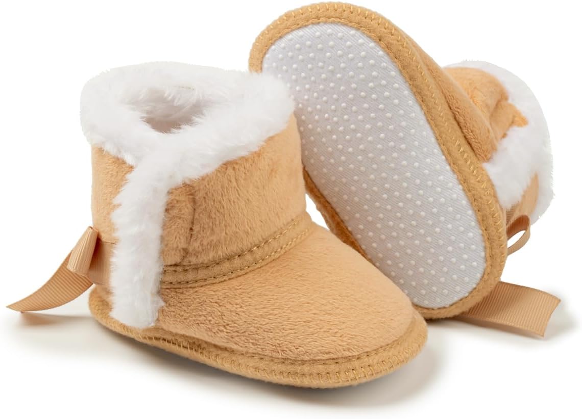 

Sawimlgy Детские Пинетки Мальчики Девочки Меховые Зимние Сапожки с Ковбойскими Кисточками и Бантиком, Молния сбоку, Мягкая Подошва, Для Малышей и Новорожденных, Теплые Сапожки для Первой Прогулки и Детской Колыбели, Для Улицы