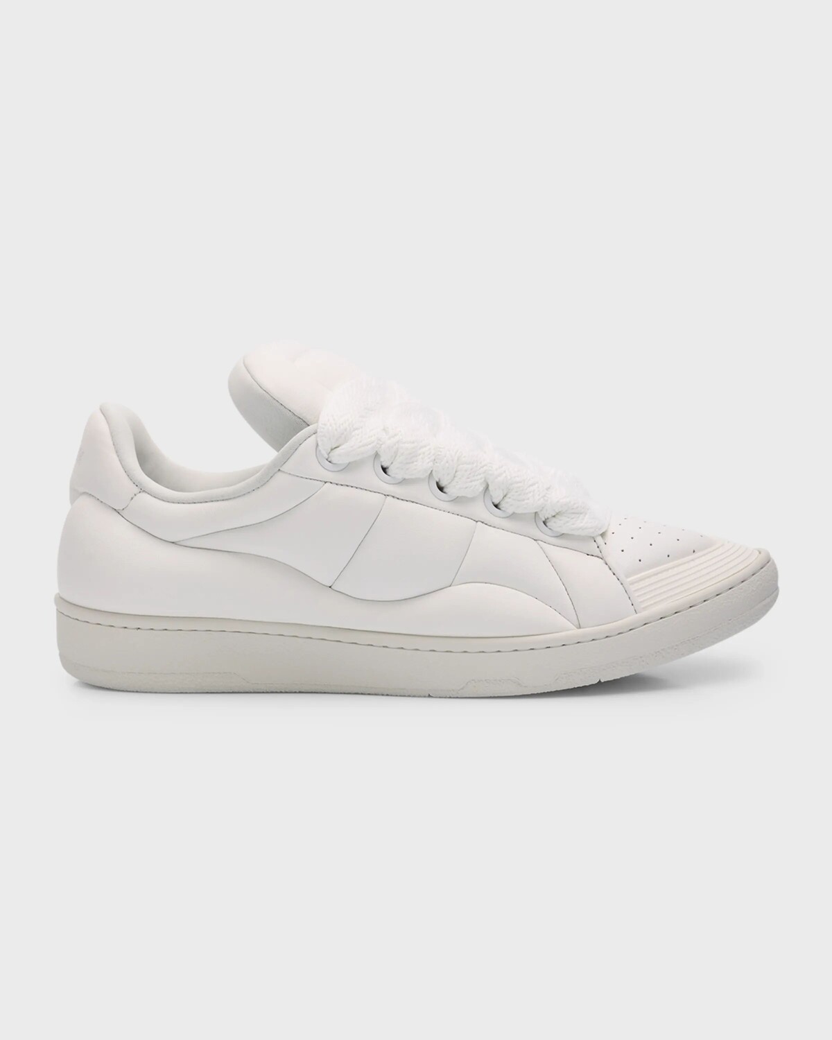 

Мужские стеганые кожаные кроссовки с кружевом Lanvin, цвет Whitewhite
