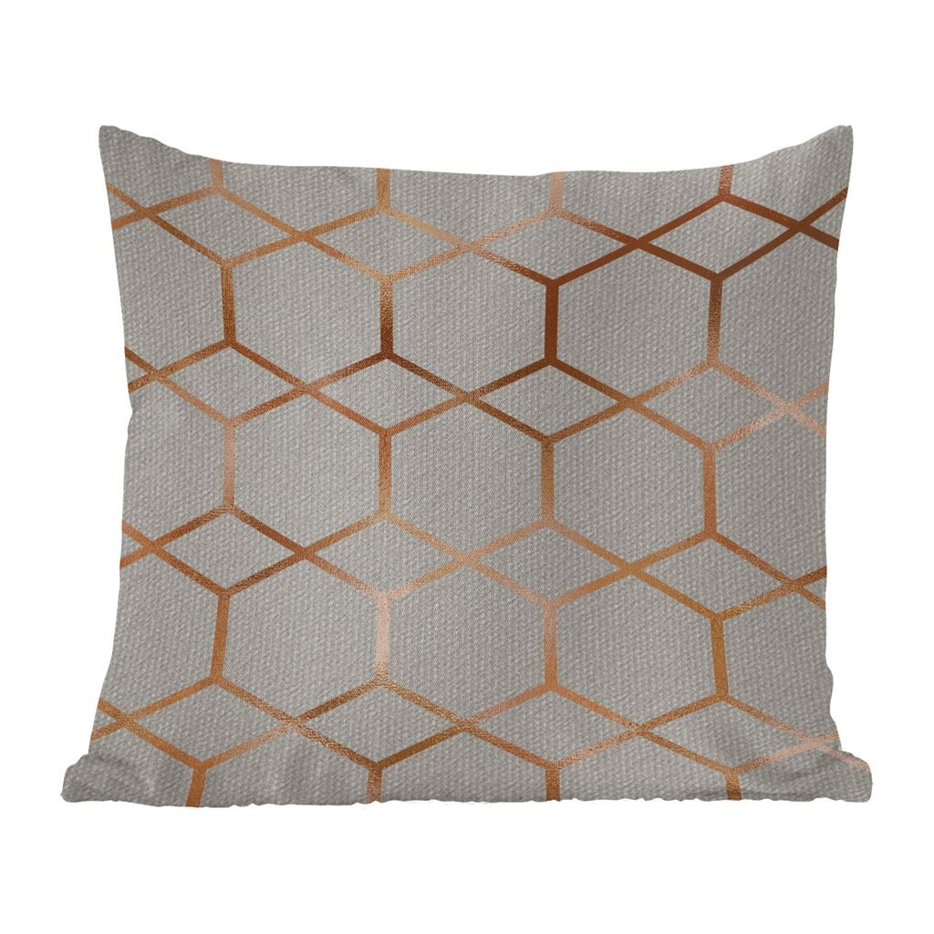 

MuchoWow Декоративная подушка Диванная подушка Декоративная подушка для гостиной 50 x 50 см Узор - Роскошный - Бронзовый - Серый - Чехлы на подушки - Украшение - Спальня