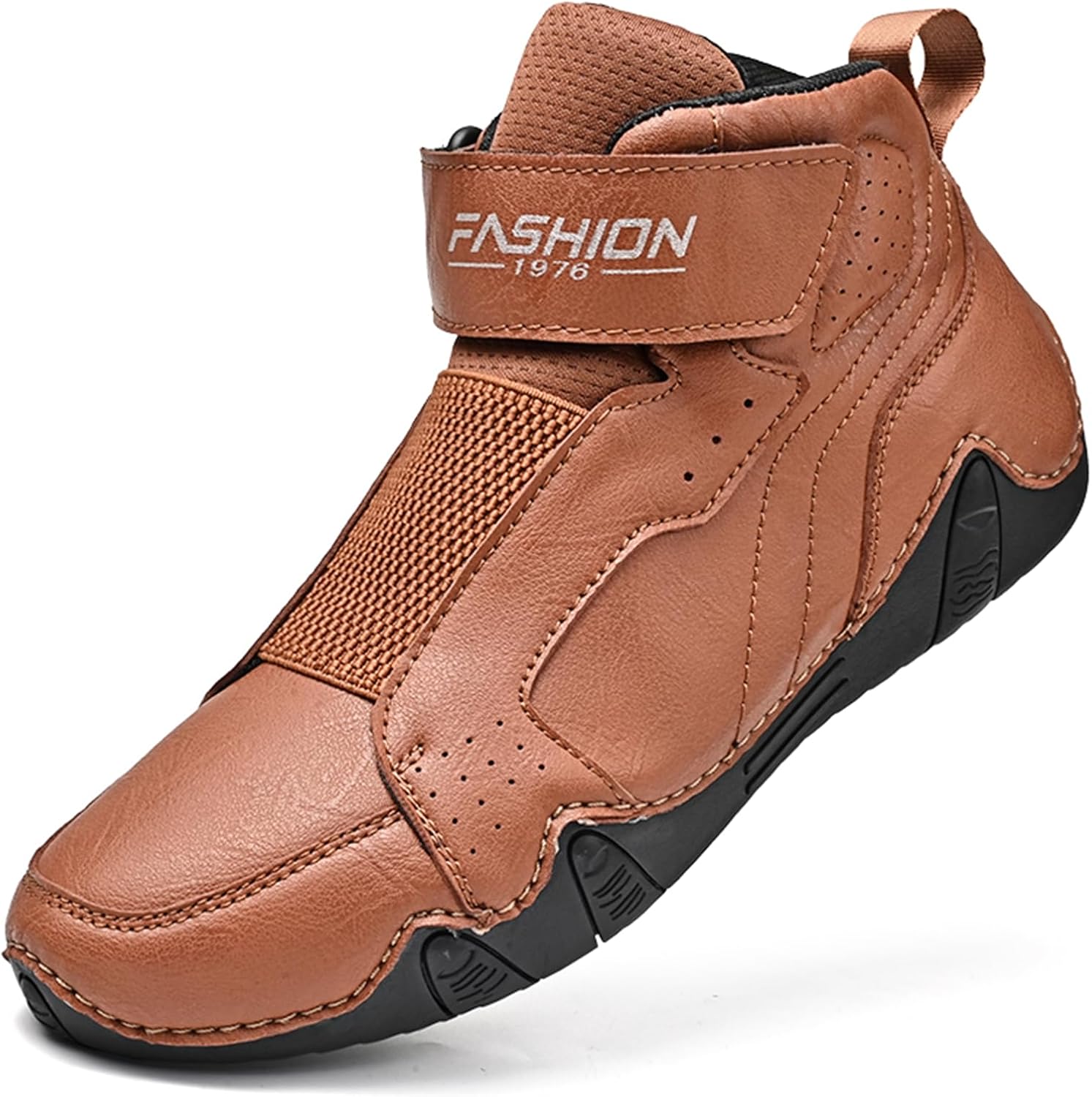 

Мужские высокие кожаные ботинки Челси, повседневные, ручной работы, без шнурков, деловые, для улицы, мягкая подошва, противоскользящие, челси на щиколотке Abborora, светло-коричневый