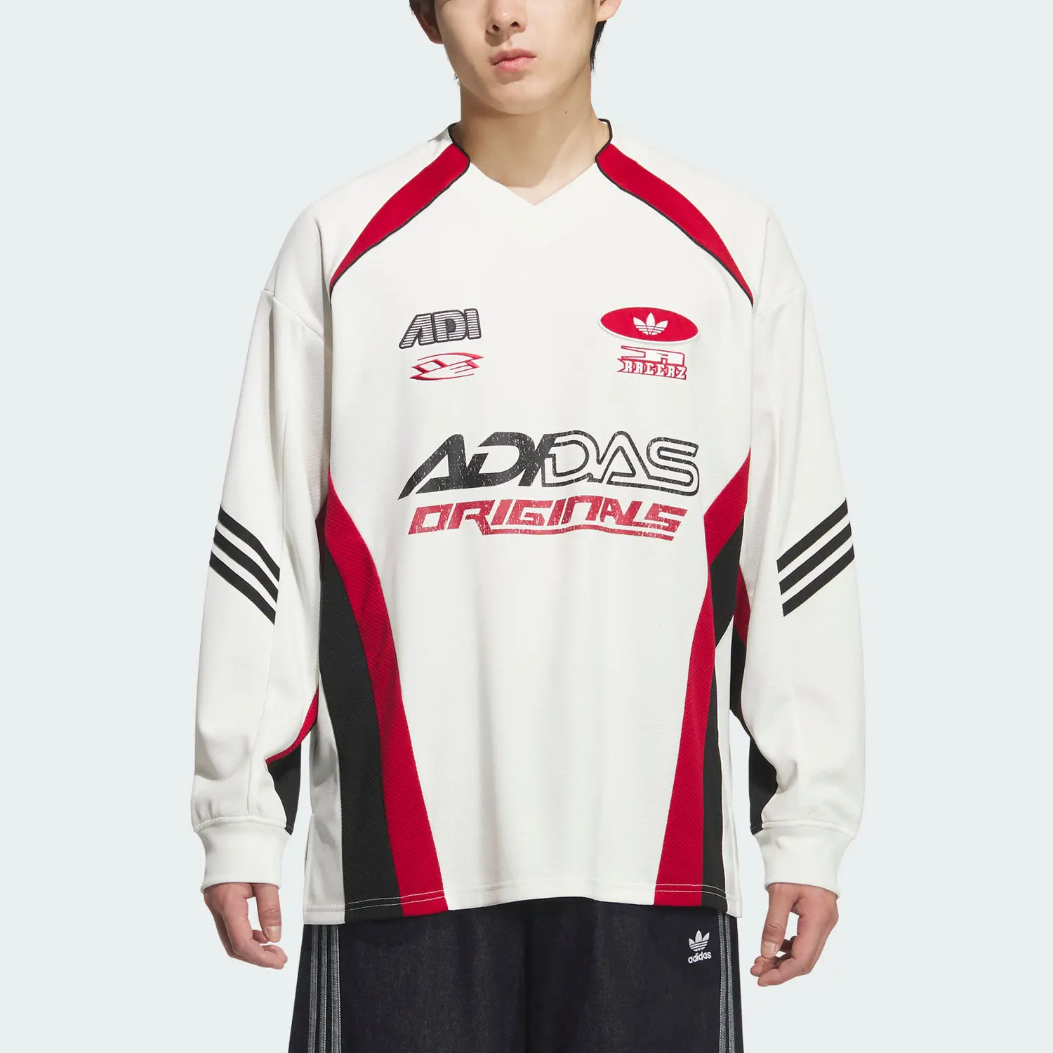 Adidas Originals Футболка Moto Jersey мужская Jade White/Red — фото 2