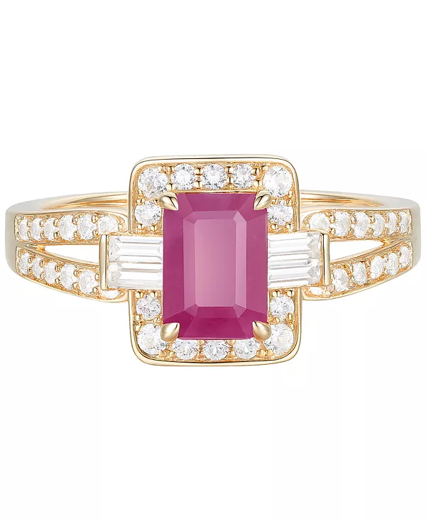 

Кольцо-Гало с рубином (1 карат) и бриллиантом (3/8 карата) из 10-каратного золота Macy'S, ruby