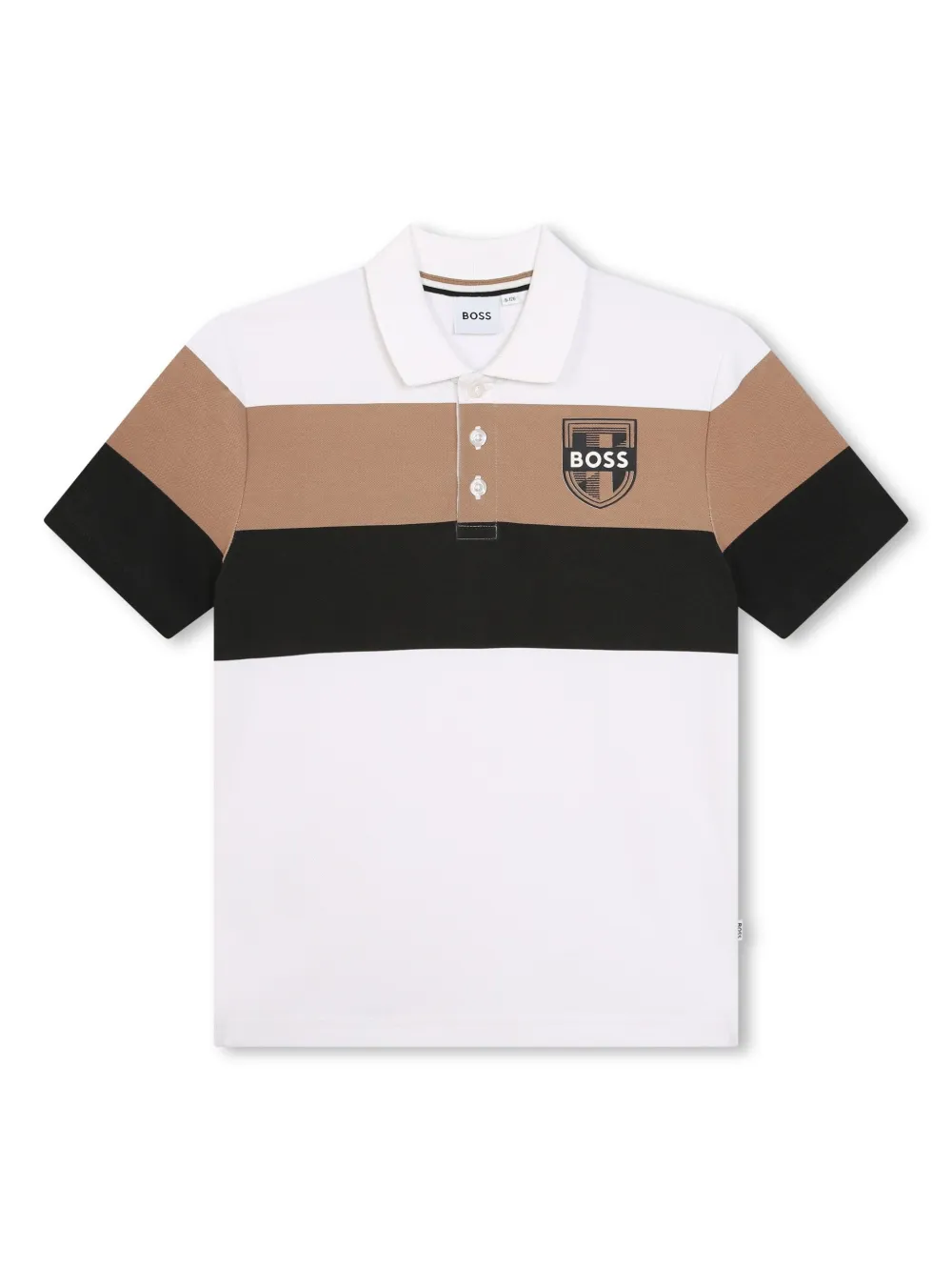 

Рубашка поло в полоску с логотипом BOSS Kidswear, белый