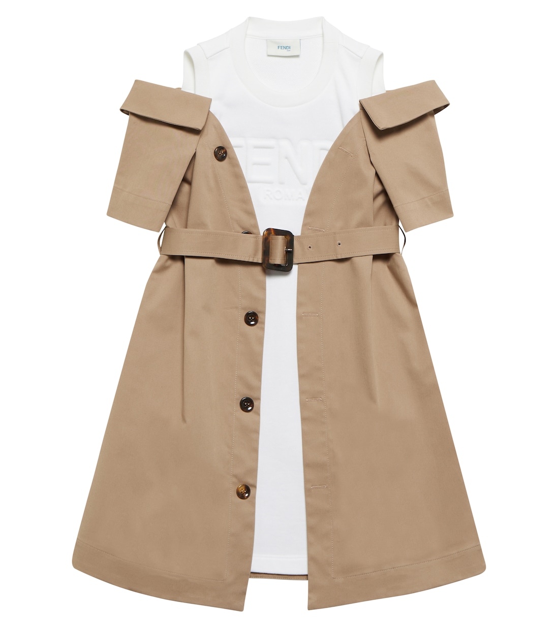 

Платье-пальто из гибридной хлопковой смеси Fendi Kids, Trench