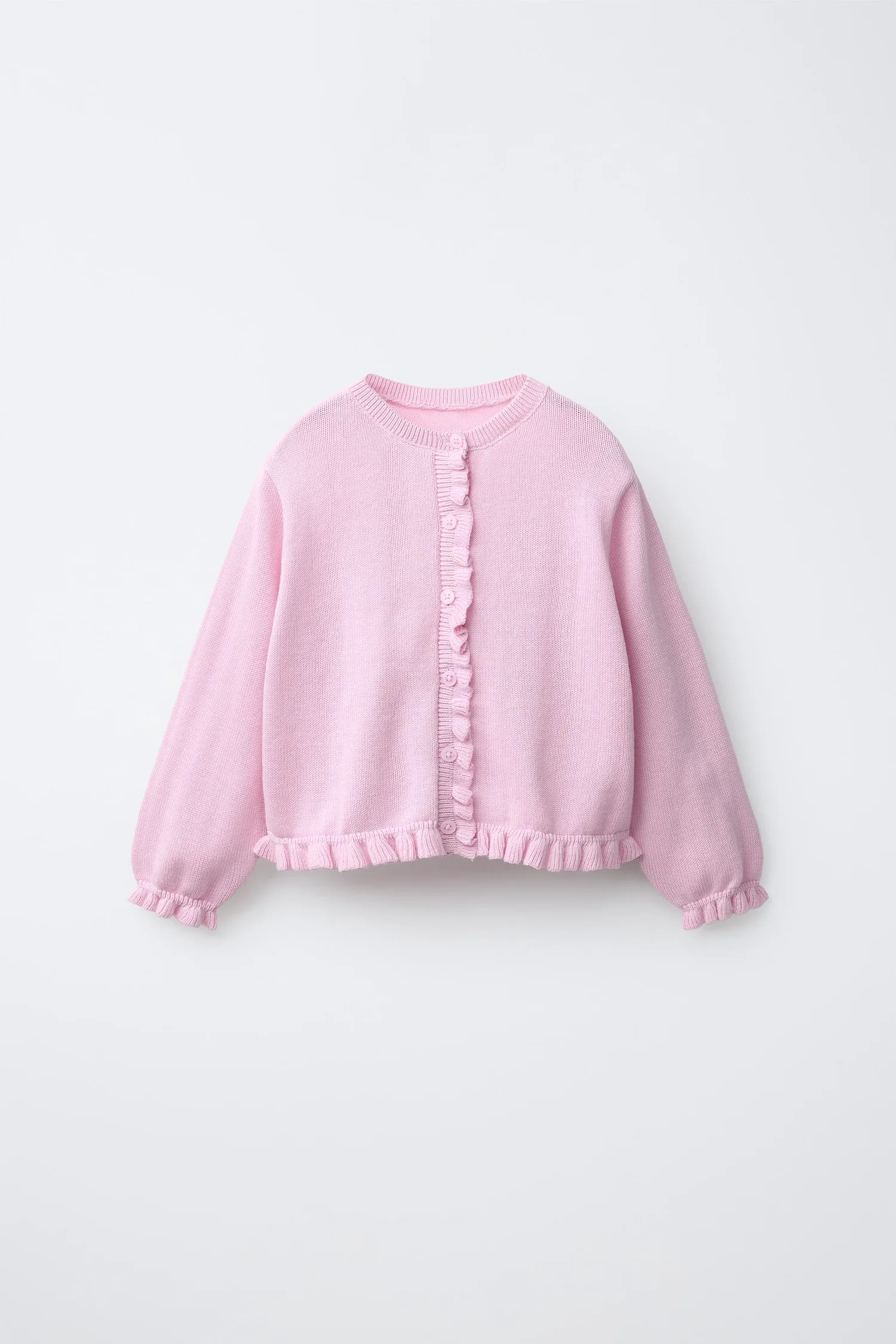 Вязаный кардиган с оборками Zara, розовый