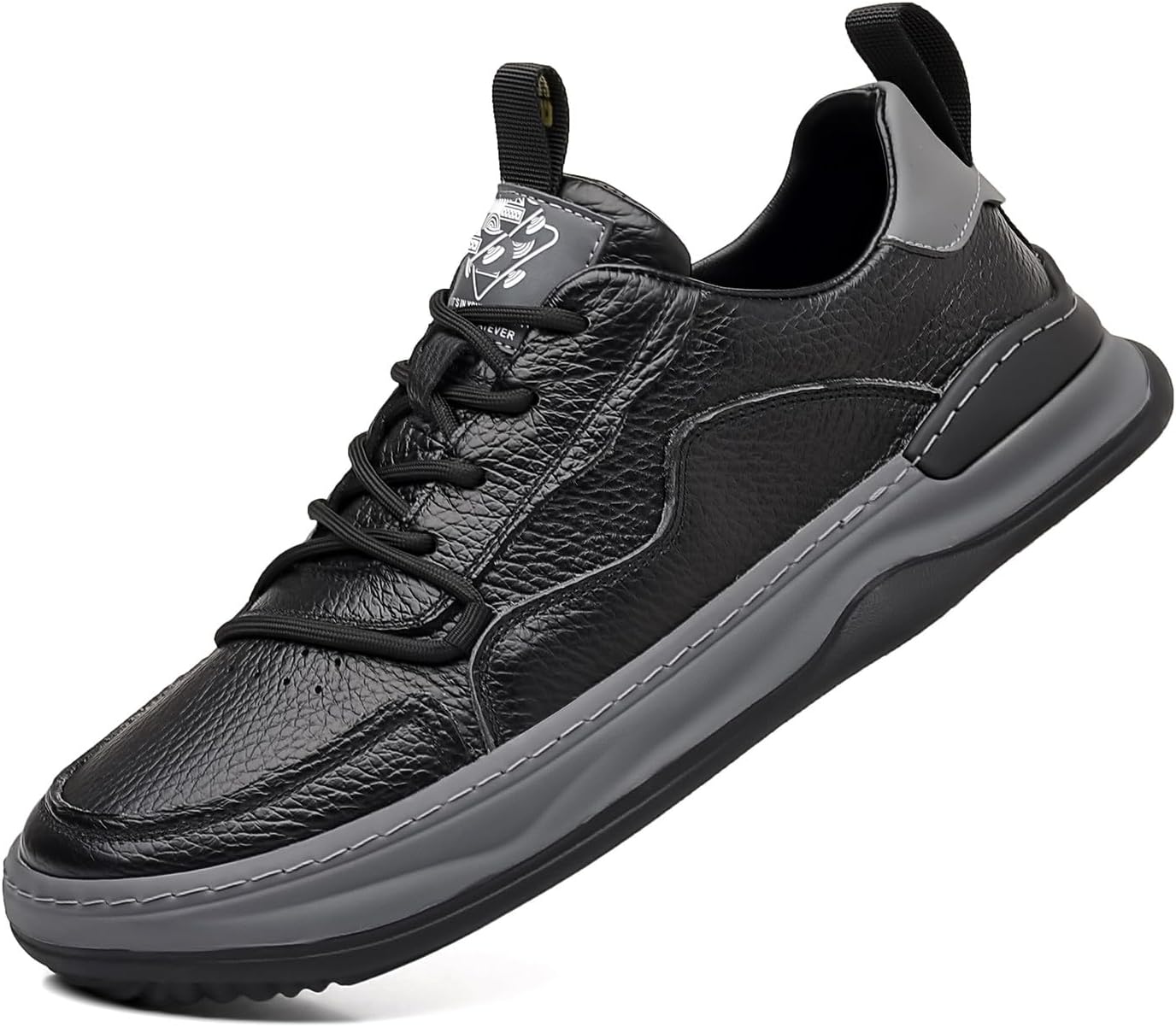 

Мужские кроссовки-лоферы на шнуровке из натуральной кожи, повседневные для прогулок и вождения Welrung, черный/серый