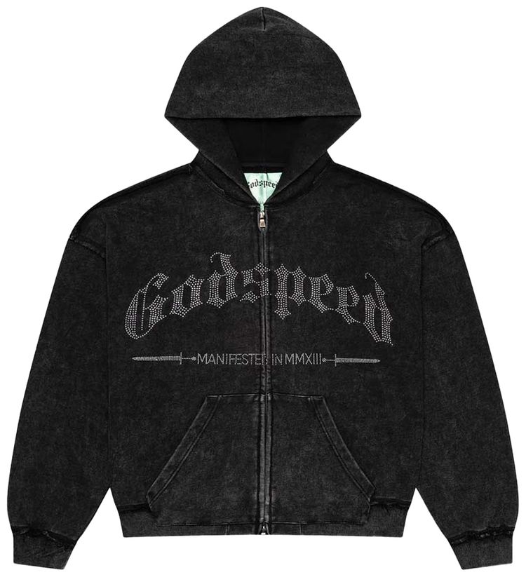 

Худи Godspeed Studded OG Logo Zip Up Hoodie, черный