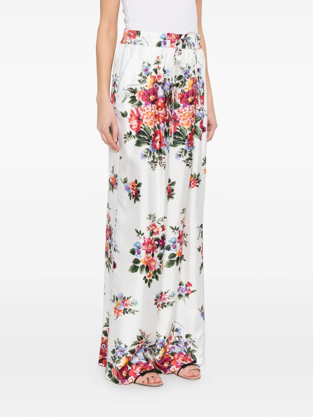 Брюки с цветочным принтом Dolce & Gabbana, белый — фото 3