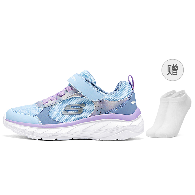 

Устойчивые к скольжению и истиранию, легкие кроссовки Low top с амортизацией, светло-, детские Skechers Kids, светло-синий+Giveaway