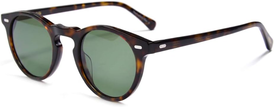 

Винтажные круглые солнцезащитные очки ERD для мужчин, поляризованные, круглая оправа для женщин, защита от УФ-излучения UV400, большие очки EAREADA, Dark Brown Frame/Green Lens