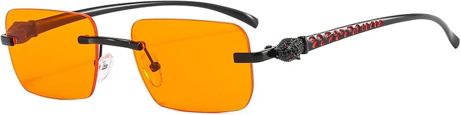 

Солнцезащитные очки с защитой от УФ-излучения UV400 для женщин и мужчин | Без оправы, прозрачные линзы с градиентом Ocean | для занятий спортом на открытом воздухе DSVIGF, Black Orange