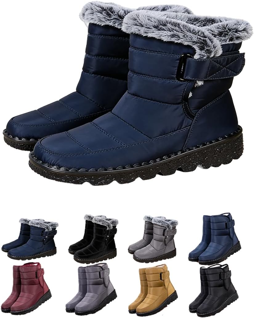 

Водонепроницаемые зимние снежные ботинки - утепленные мехом снежные ботинки - легкие противоскользящие кроссовки для тренировок и прогулок на улице - модная обувь для путешествий Generic, синий