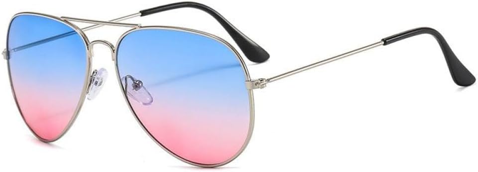 

Роскошные солнцезащитные очки с двойной перемычкой для женщин и мужчин, оправа из сплава, линзы с градиентом цвета «океан», женские и мужские очки generic, Silver Blue Pink