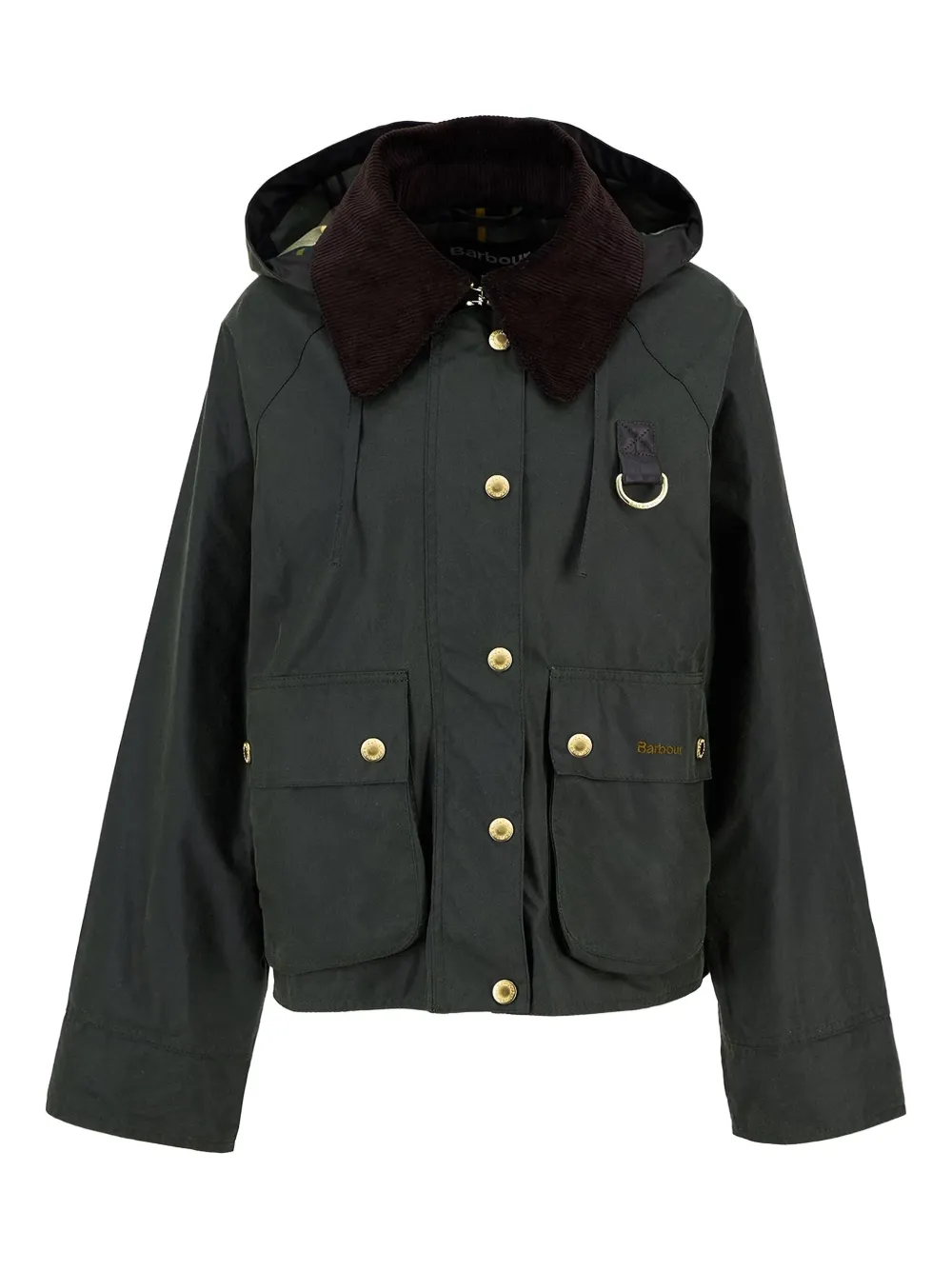 

Куртка с капюшоном и вельветовым воротником Barbour, зеленый