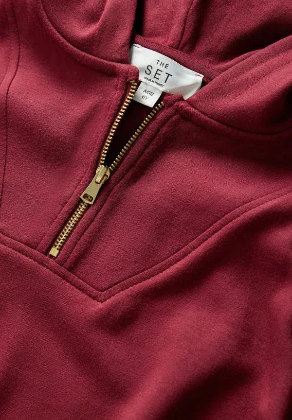 Костюм Regular fit quarter zip and wide leg joggers set The Set, бордово-красный — фото 4