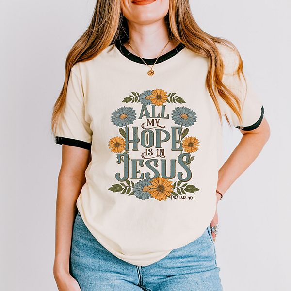 

Футболка All my hope is in jesus floral Simply Sage Market, Vintage Black
