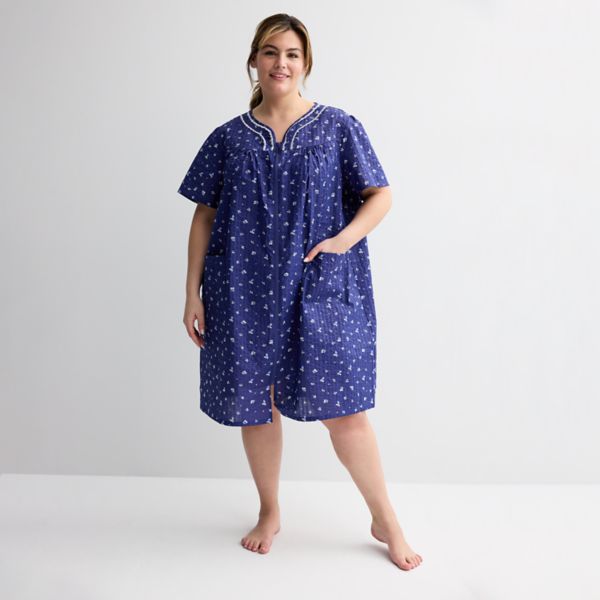 

Короткий тканый халат на молнии больших размеров Croft & Barrow, цвет little floral
