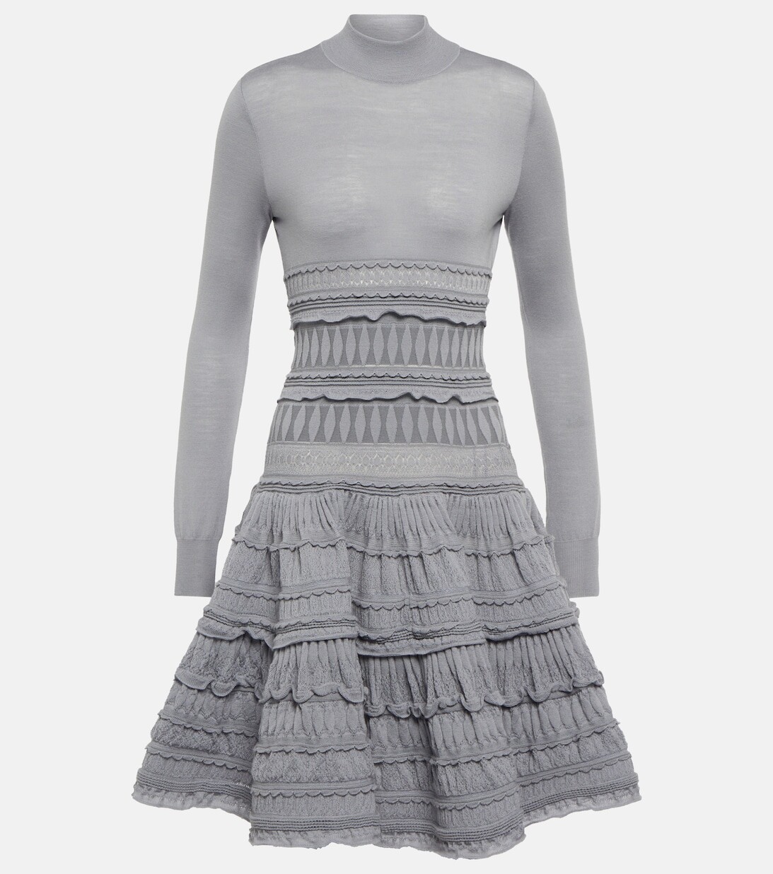 

Кружевное платье из смесовой шерсти ALAÏA, серый