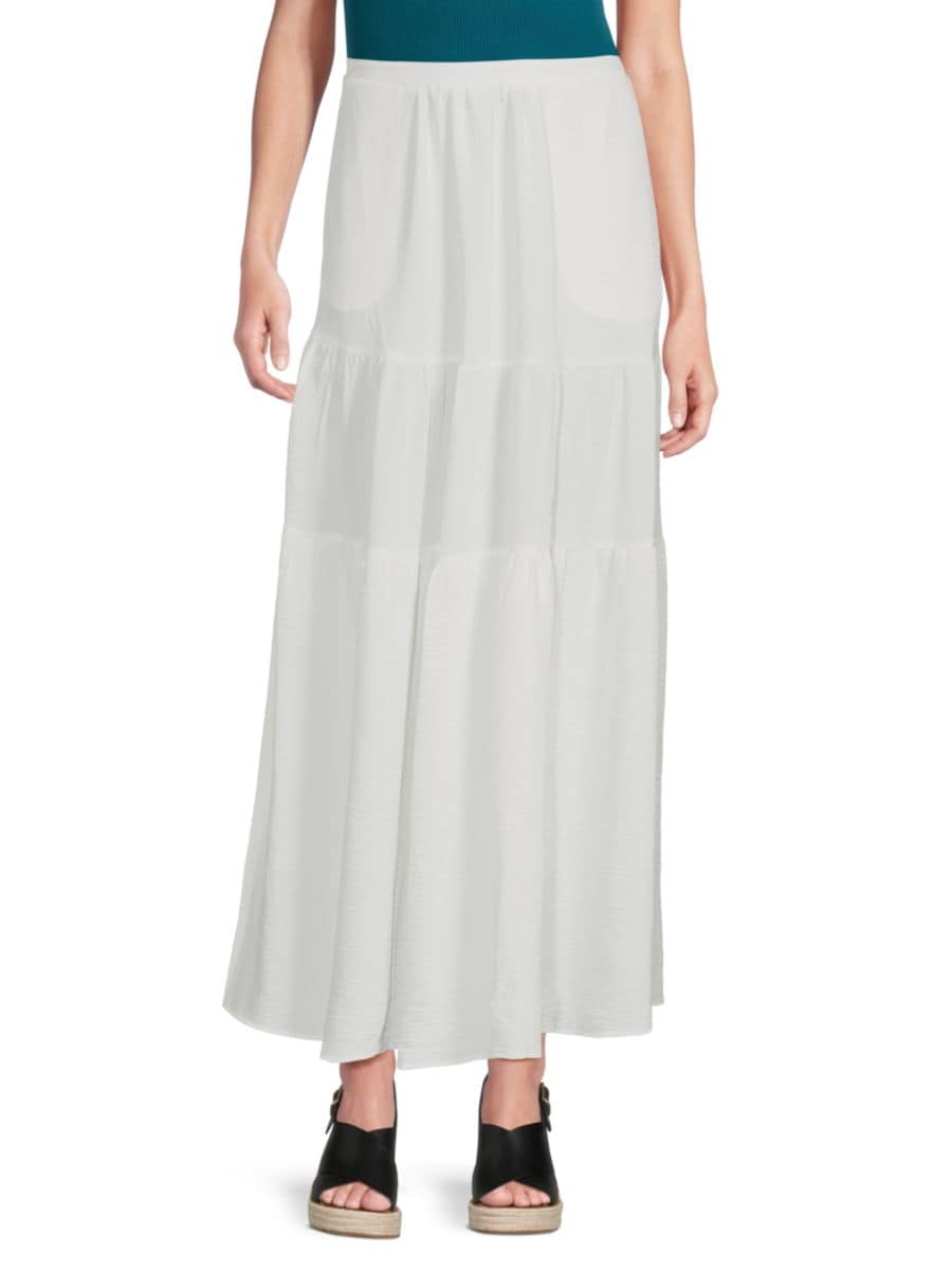 

Однотонная многоярусная юбка макси Bobeau, белый