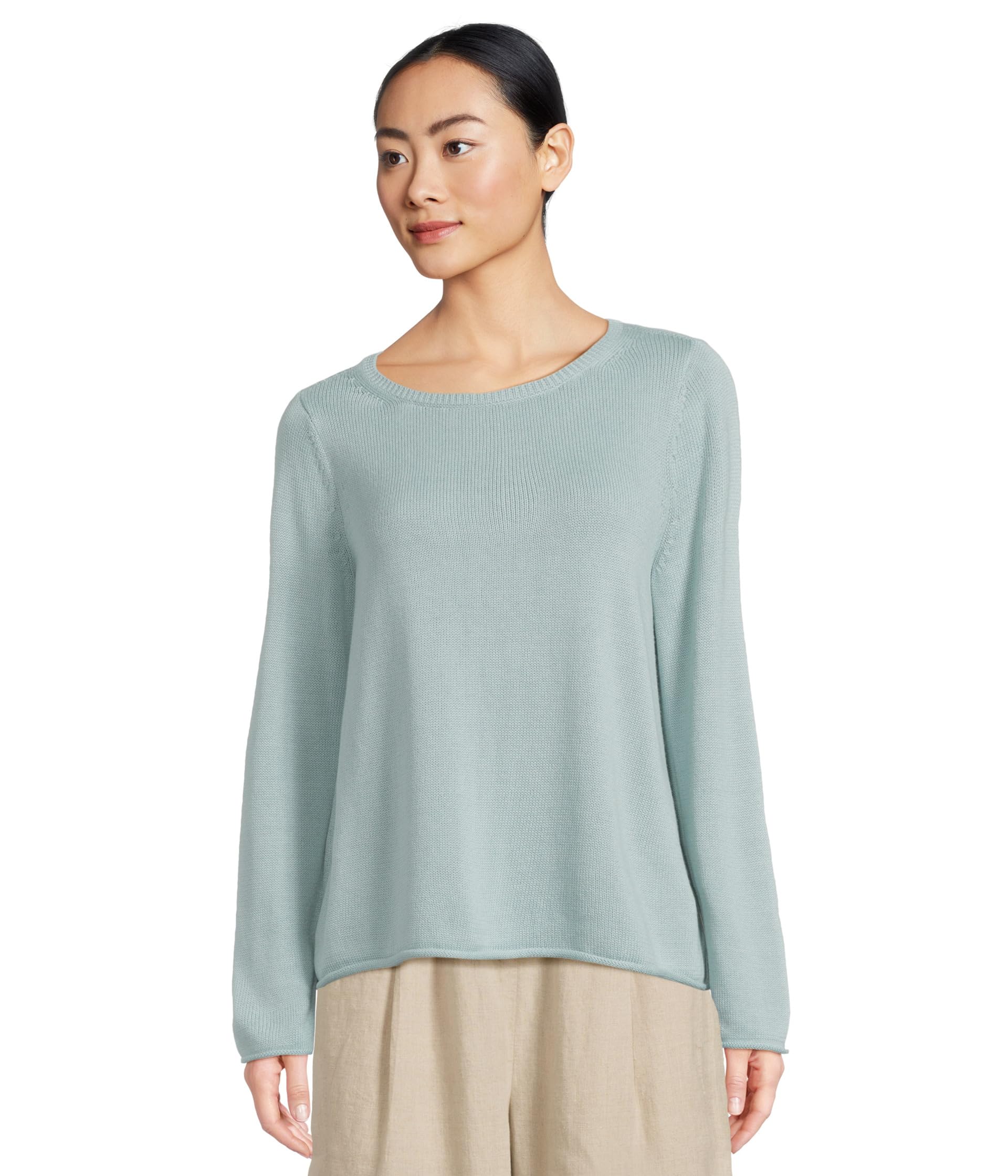 

Свитер Eileen Fisher Peruvian Cotton Blend Bateau Neck Sweater, цвет Arctic Blue
