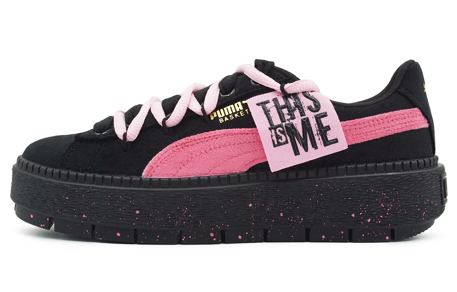 

Кроссовки Puma Platform Trace Skateboarding Shoes Women's Low-top Black/pink, черный/розовый