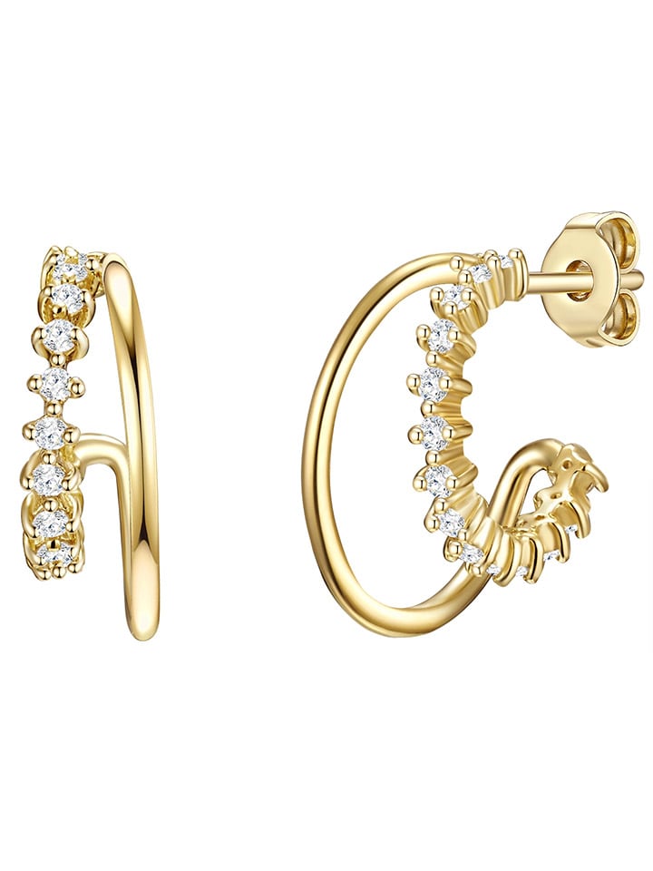 

Glanzstücke München Позолоченные серебряные серьги-полукольца с драгоценными камнями