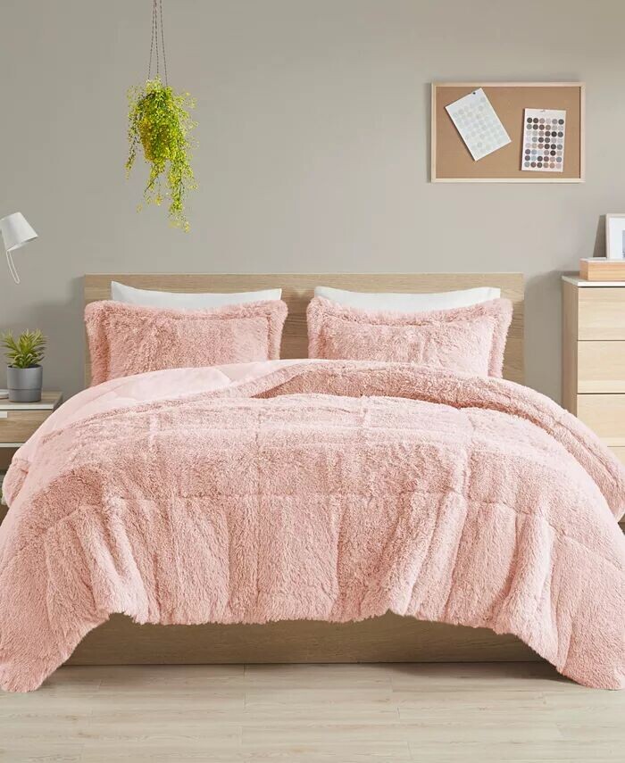 

Malea Shaggy из искусственного меха, 2 шт. Комплект одеял, Twin/Twin XL Intelligent Design, черный