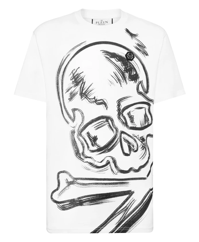 

Футболка с круглым вырезом и изображением черепа и костей. Philipp Plein, белый