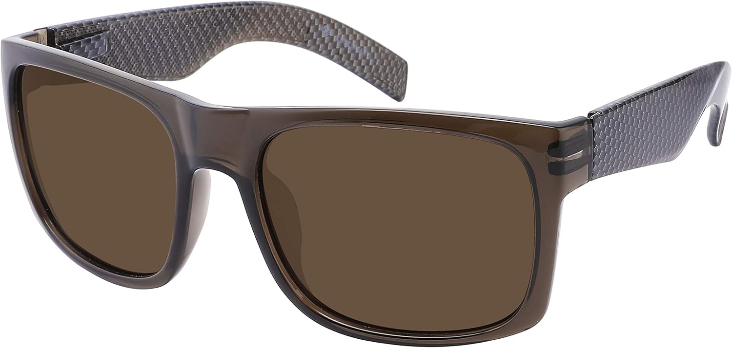 

Очки EDGEIWEAR Super XXLarge Size Retro Rectangular Frame TAC Polarized Lenses with Spring Hinge For Men & Women, Clear Brown & Carbon Fiber Print Frame / Brown Lens 152