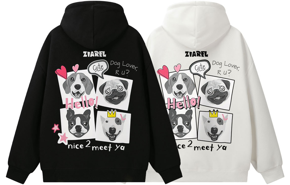 

Толстовка Unisex Hooded Moderate Heavyweight ZIAREL, черный+белый[2 pack]