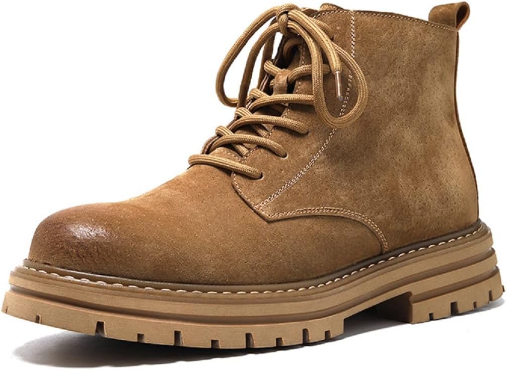 

Мужские кожаные ботинки на шнуровке с боковой молнией Boxpopla, коричневый