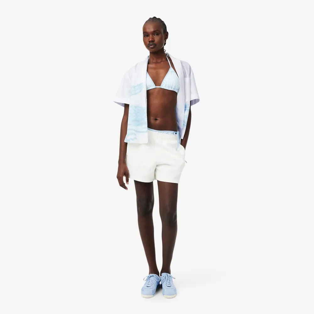 Рубашка Lacoste из поплина с крокодилом, белая — фото 4