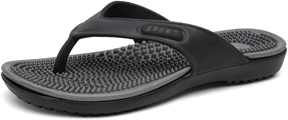 

Массажные шлепанцы, сандалии с акупрессурой, для облегчения боли при плантарном фасците, артрите стопы, мужская обувь для улицы и активного отдыха (Размер: EU 44, Цвет: черный) Yczhd