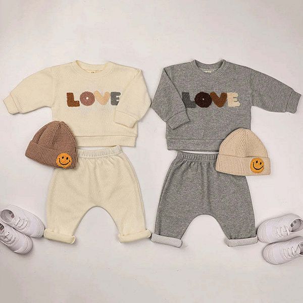 Комплект худи и брюк Love graphic для детей на День святого Валентина Mykids-Usa, Grey — фото 2