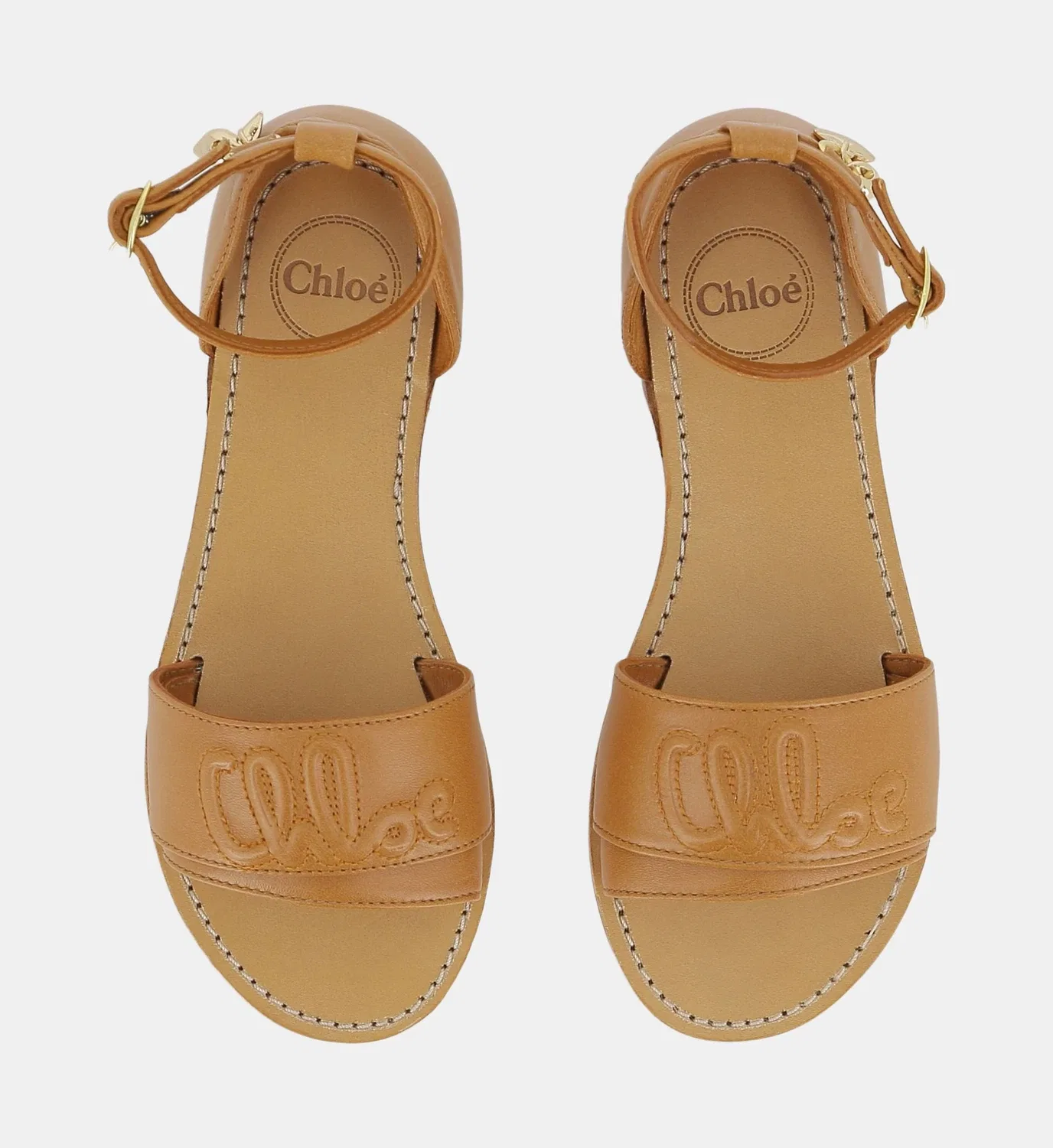 Сандалии на ремешках Chloé Kids, коричневый — фото 4