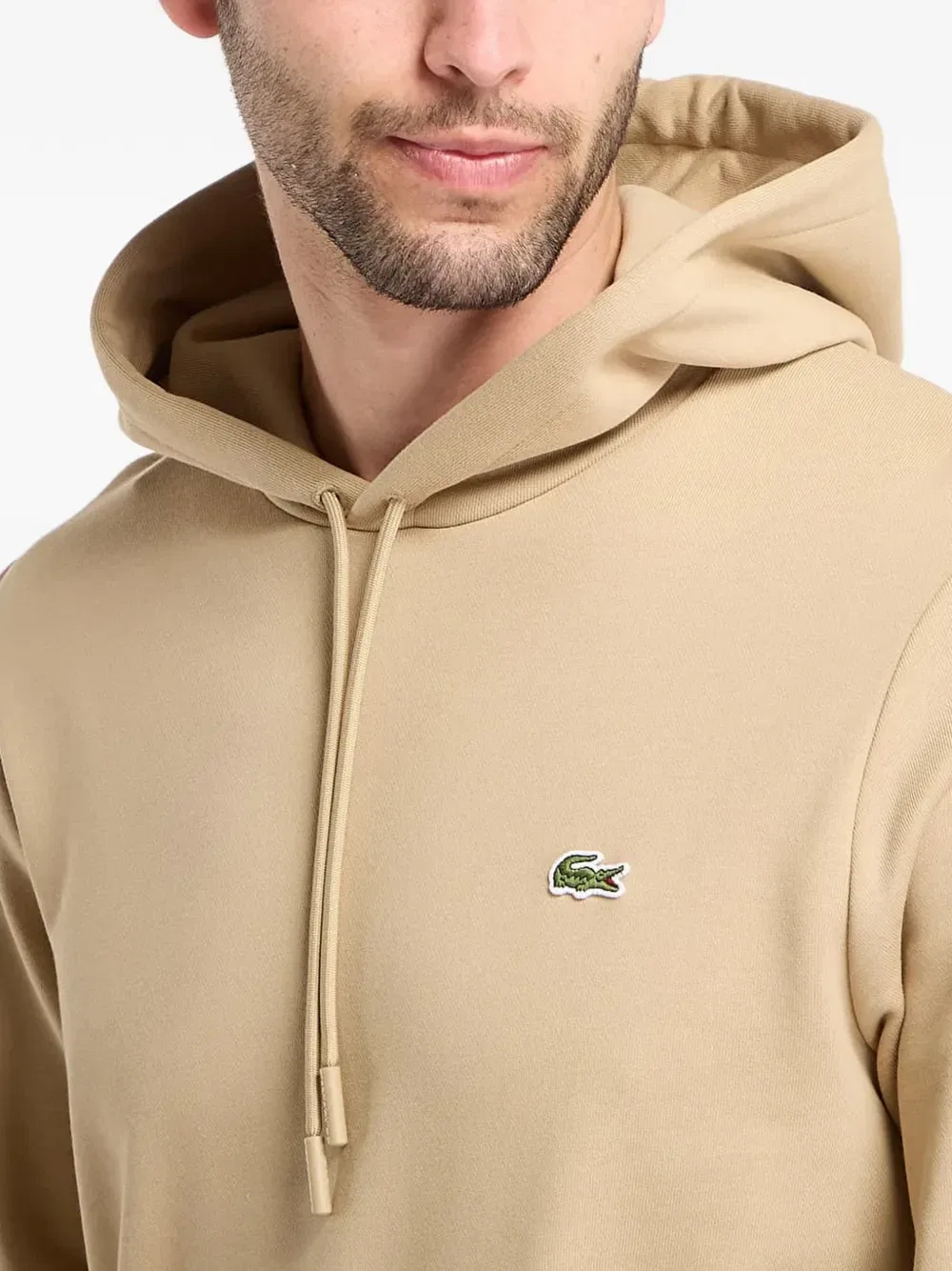 Худи с кулиской и логотипом Lacoste, бежевый — фото 4