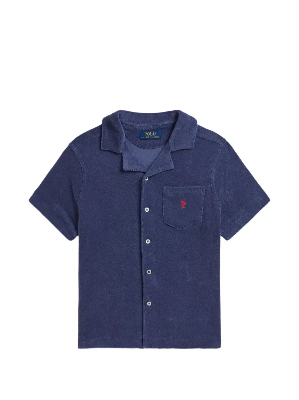 Махровая рубашка с вышитым логотипом Polo Ralph Lauren Kids, синий