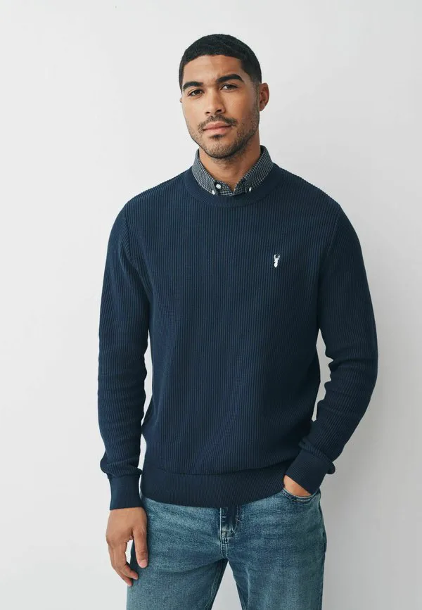 Классический крой, клетчатый оксфордский джемпер-накидка Next, Navy Blue Gingham Stag