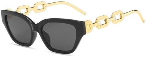 

Популярные модные солнцезащитные очки «кошачий глаз» для женщин, ретро-очки с цепочками для мужчин, панк-очки, солнцезащитные очки UV400, трендовые солнцезащитные очки MTZJH, Black Gray