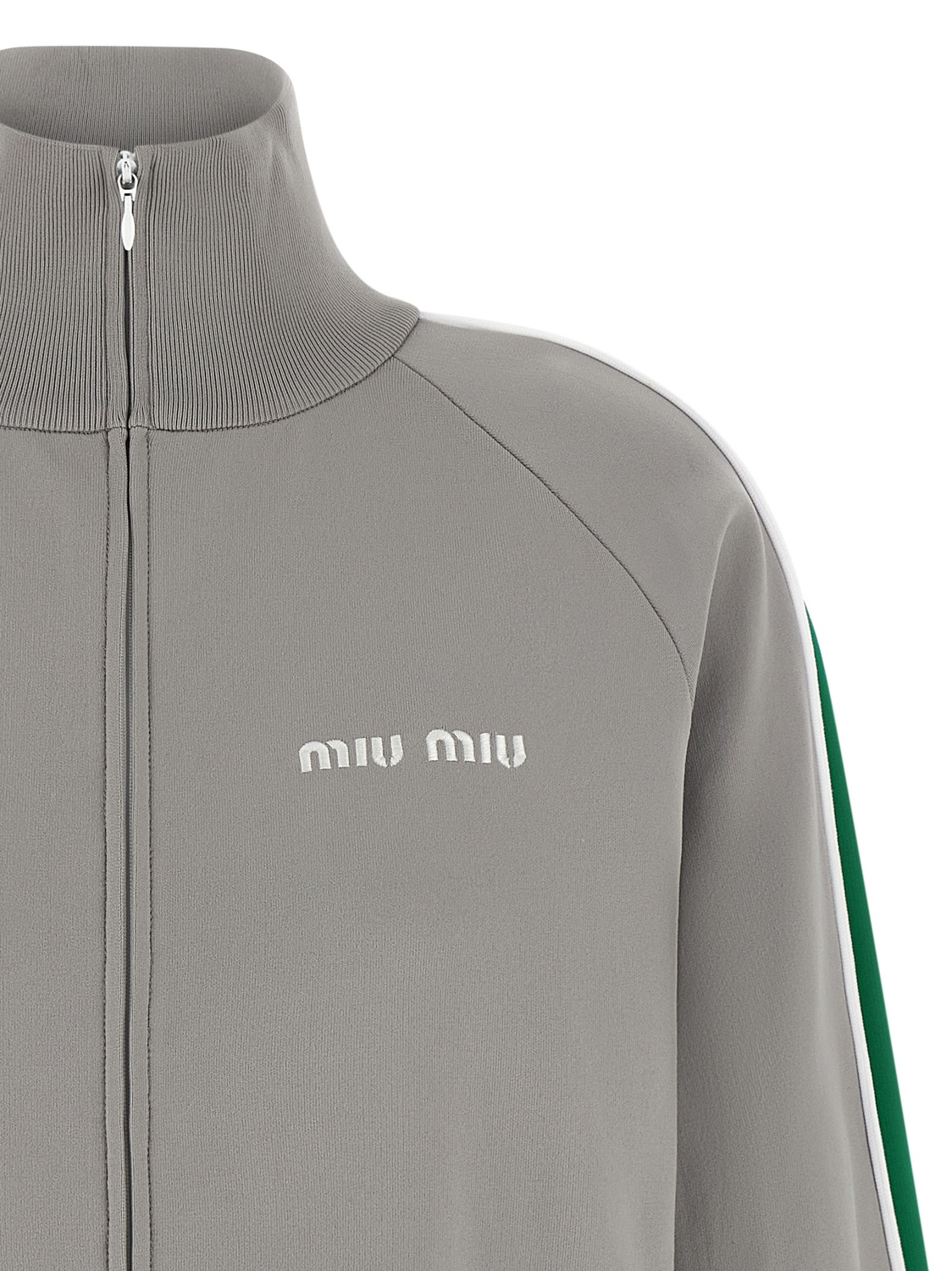 Свитшот с вышитым логотипом MIU MIU, серый — фото 4
